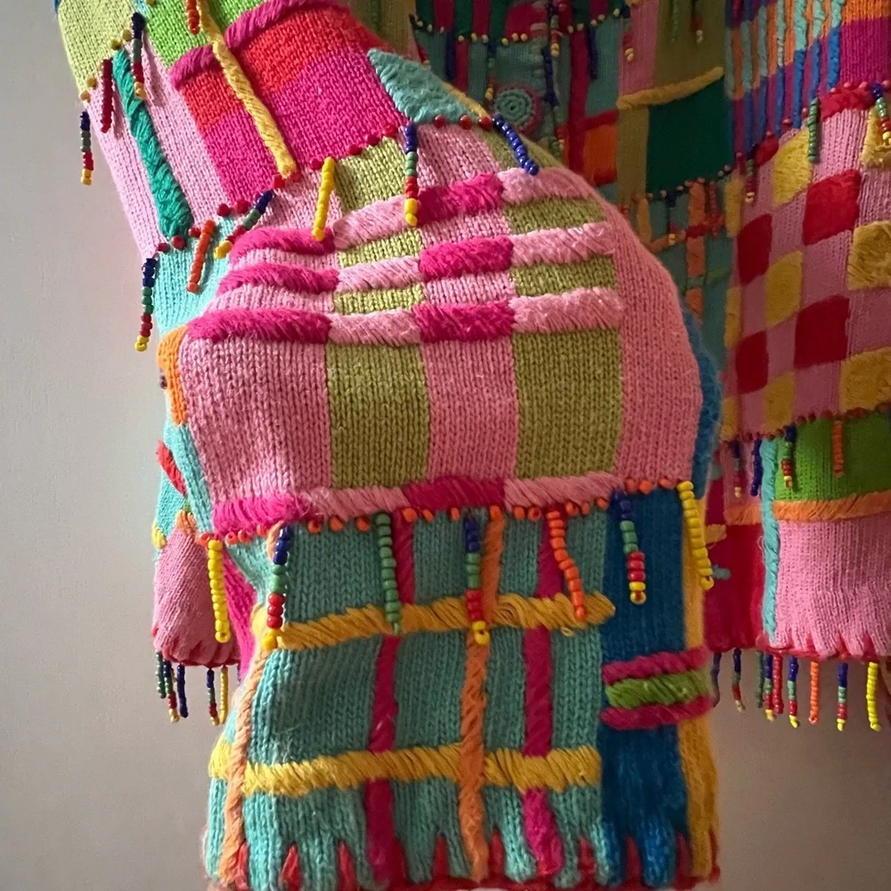 Michael Simon Multicolor Knit Cardigan from 1993! - Picture 4 of 7